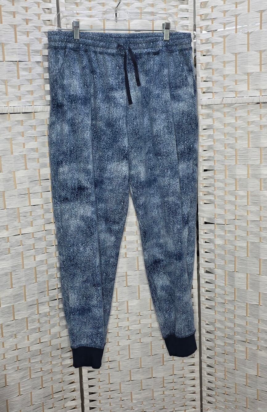 LulaRoe Jax Joggers Blue White Acid Wash Drawstring Size XL Pre-loved